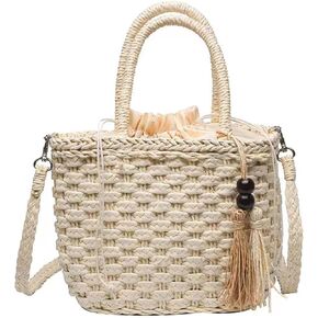 Large Straw Bags For Women, Straw Travel Beach Totes Bag Woven Summer Tote Handmade Shoulder Bag Handbag