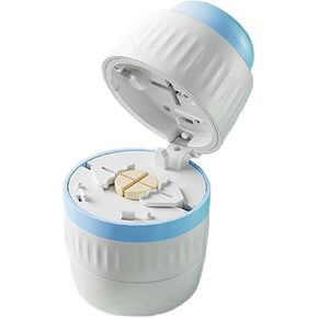 Safety Hidden Blade Pill Cutter and Storage for Splitting Small and Large Tablet Into Half or Quarter with Pill Crusher (4 in 1)