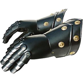 OSCAR HANDICRAFT Medieval Artiulated Gauntlets with Brass Accents| Medieval Templar Steel Functional Gauntlets for Combat, Reenactment