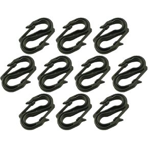 10PCS Heavy Duty S Shaped Double Ended Hanging Hooks 8 Shaped Hooks 2.2x1.65x0.35Inch for Waterproof Cloth Ropes Sunshade Nets Curtains Cargo Nets Sunshade Canopy Fixation Black