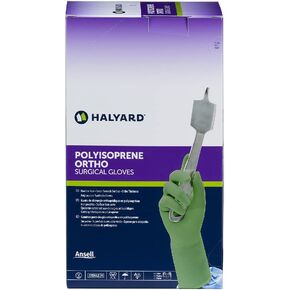 HALYARD* Ortho Surgical Glove, Polyisoprene, 12.8 Mil Thick, Individually Wrapped Pairs, Powder-Free, Sterile, 6.5 Small, Green, SGL98065 (Case of 200 Pairs - 400 Total)