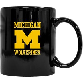 Michigan Wolverines Black Ceramic Mug (Black). Officially Licensed Collegiate Product