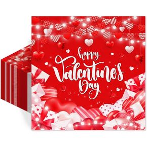 100-Count Happy Valentine’s Day Napkins Disposable Valentine Napkins Red Heart Valentine Cocktail Napkins for Guests Dinner Lunch Decoration Napkins Valentines Day Party Supplies