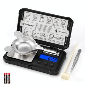 Milligram Scale 50g/0.001g High Precision,Digital mg Scale with LCD/Tare,6 Units Jewelry Scale,Micro gram Scale for Powder,Coins,Gold,Reloading Scale,Included Cal Weight,Batteries