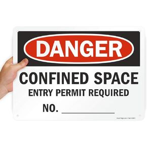 SmartSign "Danger - Confined Space, Entry Permit Required" Sign | 10" x 14" Aluminum