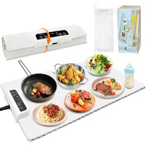 Anatole Electric Food Warmer 24"*15" Large Silicone Warming Mat Foldable Full Surface Warming Tray with 3 Adjustable Temperature Time for Buffets Parties
