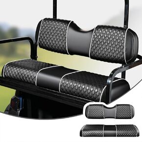 NOKINS Golf Cart Seat Covers Fit for Club Car Precedent/Club Car DS/EZGO RXV/EZGO TXT/Yamaha OEM Ordinary Seat Cushion, Backrest Vinyl Leather Litte Diamond Seat Covers, No Stapler Required