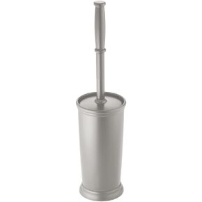 mDesign Toilet Bowl Brush and Holder - Covered Bathroom Toilet Brush - Standing Toilet Bowl Scrubber in Modern Holder - Compact, Space Saving, Deep Cleaning Brush for Toilet - Hyde Collection - Gray