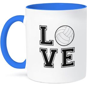 3dRose Print Of Love Volleyball Mug, 11 oz, Blue