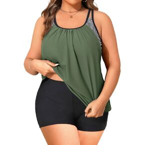 Tempt Me Women Plus Size Tankini Swimsuits - Two Piece Tummy Control Bathing Suits with Shorts 2025 Swimwear