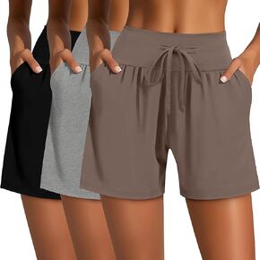 Neer 3 Pack Women's Sweat Shorts Cotton Drawstring High Waisted Summer Casual Workout Lounge Shorts with Pockets