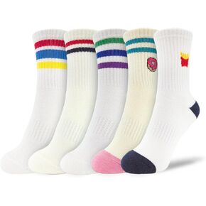 Gift Ideas for Men and Women Cute Colorful Funny Casual Cotton Sports Novelty Crew Socks 5 Pair Packs