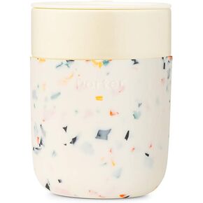 W&P Porter Ceramic Mug w/ Protective Silicone Sleeve, Terrazzo Cream 12 Ounces | On-the-Go | Reusable Cup for Coffee or Tea | Portable | Dishwasher Safe