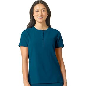 WonderWink Womens Mandarin Collar Tuck-in Top, Caribbean, Small US