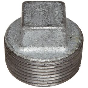 Anvil 8700160107, Malleable Iron Pipe Fitting, Square Head Plug, 2" NPT Male, Galvanized Finish
