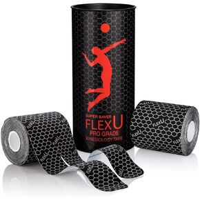 FlexU Kinesiology Tape; 40 Extra-Wide Pre-Cut Y-Shape Strips (3"x10") - Unique Design for Lower Back, Shoulders, Knees, and Neck - Professional-Grade Muscle & Joint Support; Long Lasting (Black)