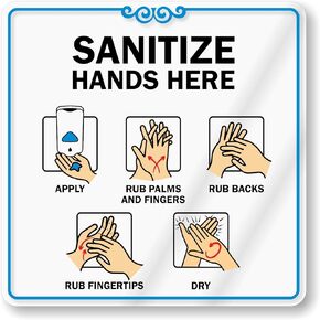 SmartSign “Sanitize Hands Here" ShowCase Sign | 6" x 6" Acrylic, Made in USA