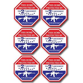 5092 Protected The 2nd Amendment Security Decal 2.6"x2.6" 6PK