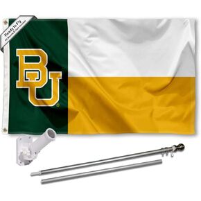College Flags & Banners Co. Baylor BU Bears State of Texas Flag with Pole and Bracket Holder University Set