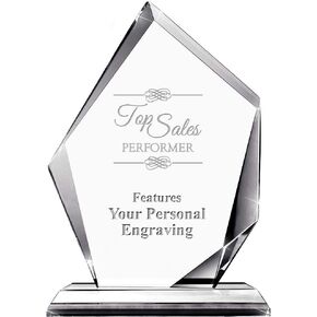 Top Sales Performer Apex Crystal Award, 6" H Custom Engraved Sales Trophy, Engraving Included Prime