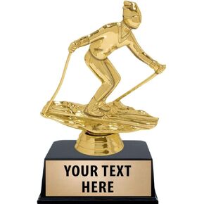 Crown Awards Skiing Trophies with Custom Engraving, 6" Personalized Recreational Skiing Male Trophy On Black Base Prime