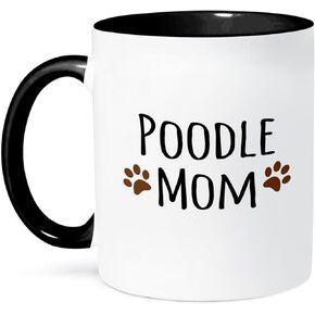 3dRose Poodle Dog Mom Mug, 11 oz, Black