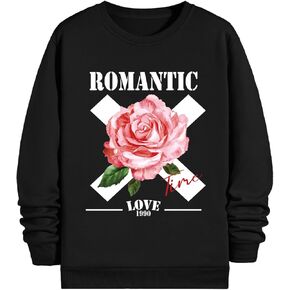 Men's Letter Floral Crewneck Sweatshirts Long Sleeve Graphic Casual Pullover Fall Tops
