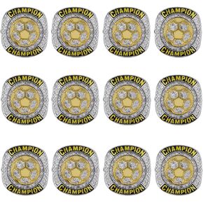 12 Pack Soccer Champion Rings Soccer Championship Trophy Rings Sport Award Gift Tournament League Winner Soccer Ring