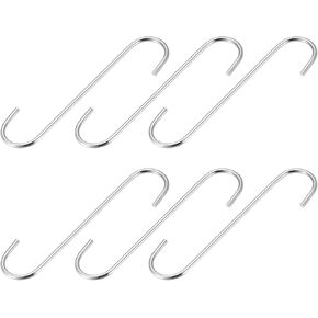 خطافات Metallixity S للتعليق (200 مم/8) 6pcs ، شماعات كربونية إضافية على شكل S - للنباتات ، حديقة ، أدوات المطبخ ، نغمة فضية in Kuwait