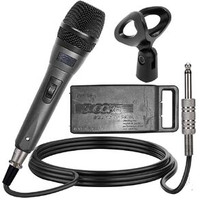 5 CORE Professional Dynamic Vocal Microphone Neodymium Cardioid Unidirectional Handheld Mic for Singing Karaoke Steel Mesh Grille Metal Body with ON Off Switch + 16ft Detachable Cable + Clip + Bag