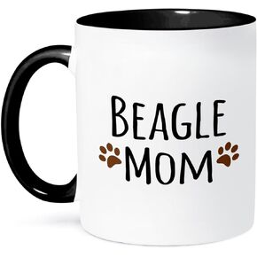 3dRose Beagle Dog Mom Mug, 11 oz, Black