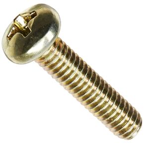 Small Parts 0616MPPY Steel Pan Head Machine Screw, Yellow Zinc Plated, Meets ASME B18.6.3, #2 Phillips Drive, #6-32 Thread Size, 1" Length, Fully Threaded, Import (Pack of 100)