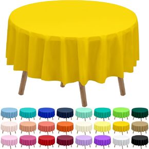 White Plastic Tablecloths 2 Pack Disposable Table Covers 84 Inch Circle Bridal Shower Party Tablecovers PEVA Solid Table Cloths for BBQ Picnic Birthday Wedding Banquet Parties 6 ft Round Table Use