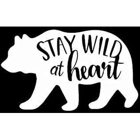 Stay Wild at Heart Bear Decal Outdoor Lover | White | Made in USA by Stick This! | Sticker for Car or Truck Windows, Laptop, Water Bottle, Tablets etc. | 6.25" x 3.5" |