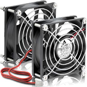 GDSTIME 2-Pack 80mm Fan 2 Pin 24V Brushless DC Cooling Fan 2Pin, 80x80x25mm for Computer Case