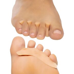 ZenToes Hammer Toe Straightener Crest with No Loop 4 Count Gel Spacer Splint and Crutch for Hammertoes, Overlapping and Mallet Toes (Beige)