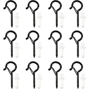 12Pcs Q Hanger Screw Hooks Outdoor Heavy Duty Q Ceiling Hanger Hooks with Safety Buckle for Outdoor Hanging Plants, Led Lights, Christmas Lights