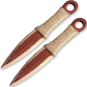 2 Wooden Kunai Handmade - Pair of Unsharpened Durable Training - Wooden Swords 9" (23 cm)