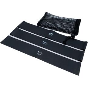 Black Mini Band Kit, Set of 3, Light, Medium, Heavy Lower Resistance Bands for Legs and Shoulder Exercises/Warmups, 12" x 2" Bands, Carrying Bag Included.