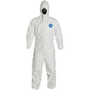 Tyvek Disposable Suit by Dupont with Elastic Wrists, Ankles and Hood (2XL),White,XX-Large