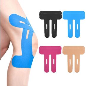 Kinesiology Tape for Knees, 8 Count Precut Kinesiology Tape,Original Cotton Waterproof & Breathable, Latex Free Elastic Kinesiology Athletic Tape for Knee Support and Muscle Pain Relief-4colors