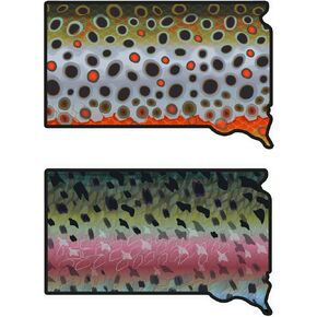 South Dakota 6" Trout Fly Fishing Bumper Sticker Decal Set Waterproof Vinyl Great Gift for Angler Truck Jeep Car Boat Brown Trout Rainbow Trout