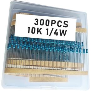 10k 1/4W, 10k 1/4W, 10k ohm, 10k 1/4W, 10kresistor, 10k ohm resistor, 10k ohm Metal resistor, 10k Metal Film resistors 1/4w(0.25w) 1% tolerance 0.01 MF Metal Film Fixed Resistor 300 pcs