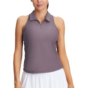 Seamaid Women's Sleeveless Golf Shirts Tank Tops Tennis Polo Shirt Racerback Quik Dry with Zip Up Collared