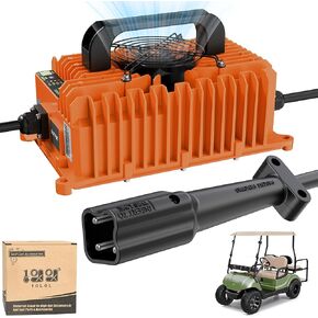 10L0L 15 Amp 48 Volt Golf Cart Battery Charger for Yamaha G29 Drive & Drive 2 with 3-Pin Leaf Plug, Repair Smart Battery Charger Fits Lead Acid/Maintenance Free/Lithium Batteries, IP67 Waterproof