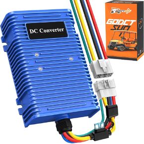 360W Universal Golf Cart DC Converter, 48V 36V to 12V Voltage Reducer Regulator DC Converter(Power-off Design) for Club Car, EZGO, YAMAHA, Golf Cart Step Down Transformer with Fuse(30A, 360W)