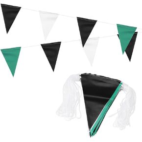 PATIKIL 100ft Pennant Banner Flags, Warning Flagging Banner Safety Flag Barrier Signs for Perimeter Making Traffic Control Party Events, 45 Flags Black White Green