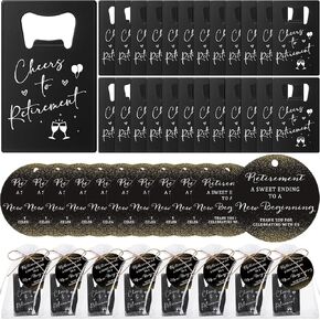 Maxcheck 25 Sets Retirement Party Favors for Guests Cheers to Retirement Bottle Opener Bulk with Thank You Cards and Organza Bags Black Metal Bottle Opener for Guests Retirement Party Souvenirs Gifts