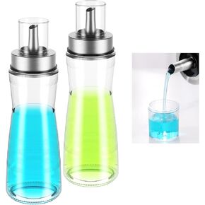 NiHome 2-Pack 10oz Leakproof Glass Bottles Mouthwash Dispensers for Everyday Family Use, Easy Pour Design with Built-In Mouthwash Cup and Dust Cover, Spill-Free and Space-Saving for Clean Countertops