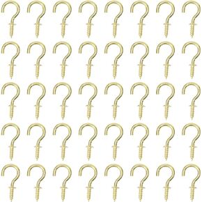 Shapenty Small Brass Screw-in Hanging Cup Ceiling Hooks for Christmas String Lights Ornaments Decor, Earring Necklace Bracelet Jewelry Hanger and Key Ring Chain Holder, 100PCS (1/2 Inch, Gold)